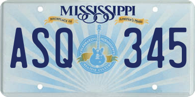 MS license plate ASQ345