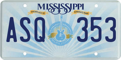 MS license plate ASQ353