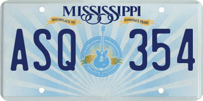 MS license plate ASQ354