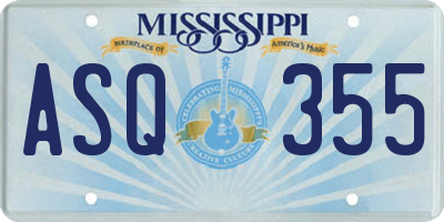 MS license plate ASQ355