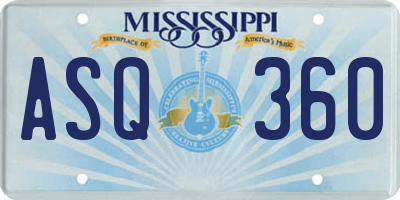 MS license plate ASQ360