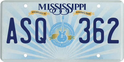 MS license plate ASQ362