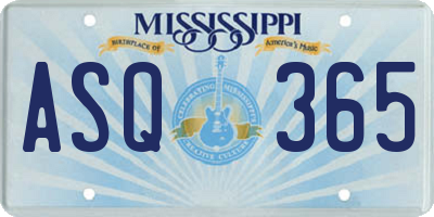 MS license plate ASQ365