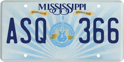 MS license plate ASQ366