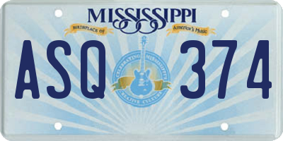 MS license plate ASQ374