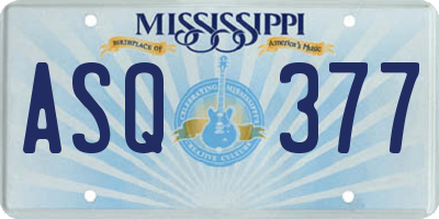 MS license plate ASQ377