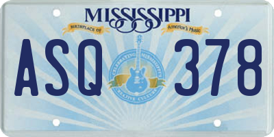 MS license plate ASQ378