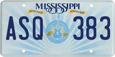 MS license plate ASQ383