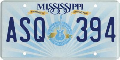 MS license plate ASQ394