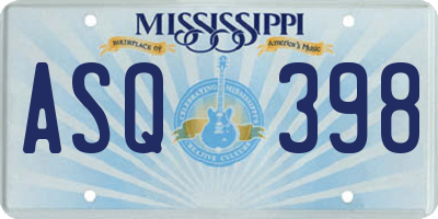 MS license plate ASQ398