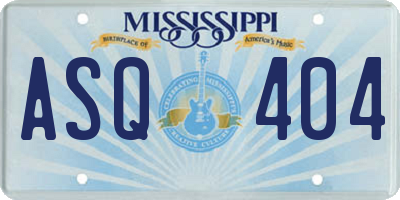 MS license plate ASQ404