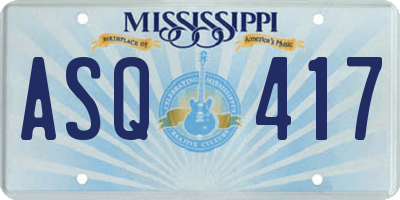 MS license plate ASQ417