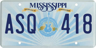MS license plate ASQ418