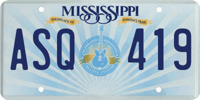 MS license plate ASQ419