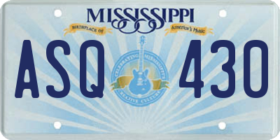 MS license plate ASQ430