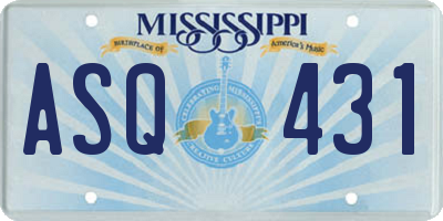 MS license plate ASQ431