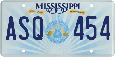 MS license plate ASQ454