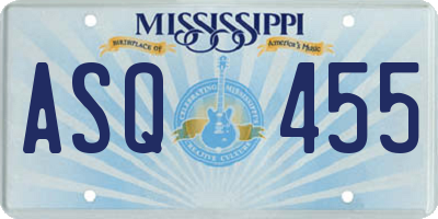 MS license plate ASQ455
