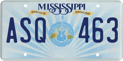 MS license plate ASQ463