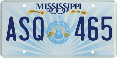 MS license plate ASQ465