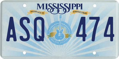 MS license plate ASQ474