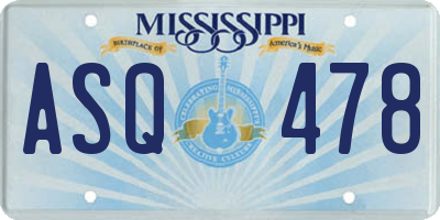 MS license plate ASQ478