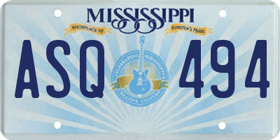 MS license plate ASQ494