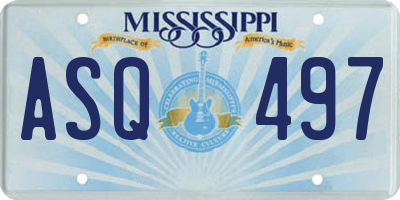 MS license plate ASQ497