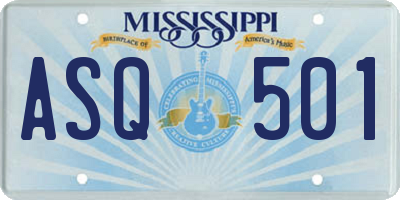 MS license plate ASQ501