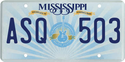 MS license plate ASQ503