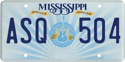 MS license plate ASQ504