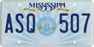 MS license plate ASQ507