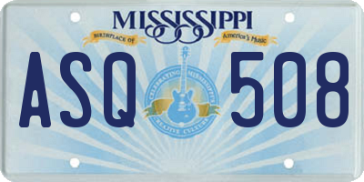MS license plate ASQ508
