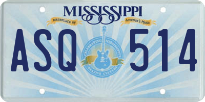 MS license plate ASQ514