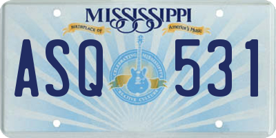MS license plate ASQ531