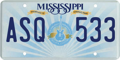 MS license plate ASQ533