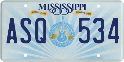 MS license plate ASQ534