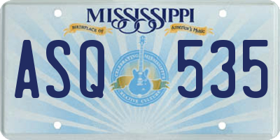 MS license plate ASQ535