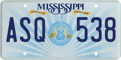 MS license plate ASQ538