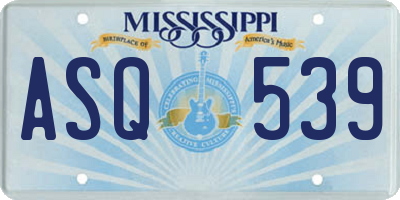 MS license plate ASQ539