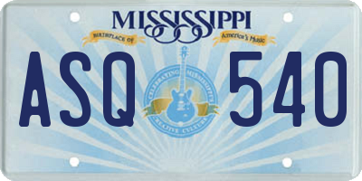 MS license plate ASQ540