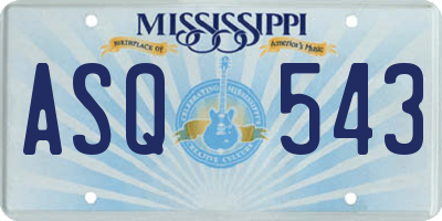 MS license plate ASQ543
