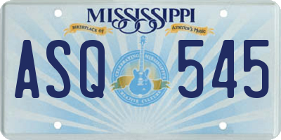 MS license plate ASQ545