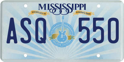 MS license plate ASQ550