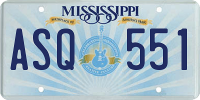 MS license plate ASQ551