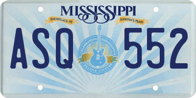 MS license plate ASQ552