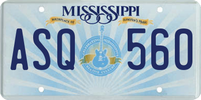MS license plate ASQ560