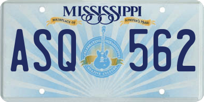 MS license plate ASQ562