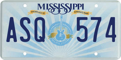 MS license plate ASQ574