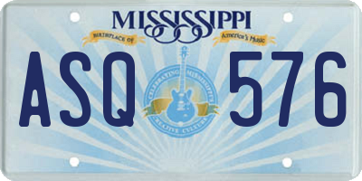 MS license plate ASQ576